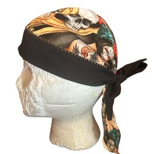 Skull and Tattoo Print surgical tech caps or chemo patient caps One Sz fits all